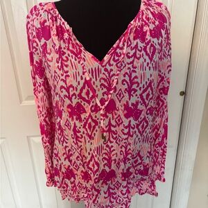 Lilly Pulitzer Vibrant Pink and White Blouse